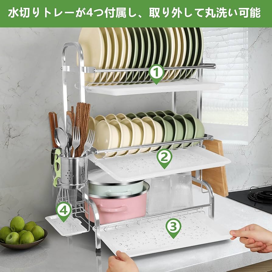 Amazon｜RiniroLis 水切りラック 3段式 食器 水切りかご